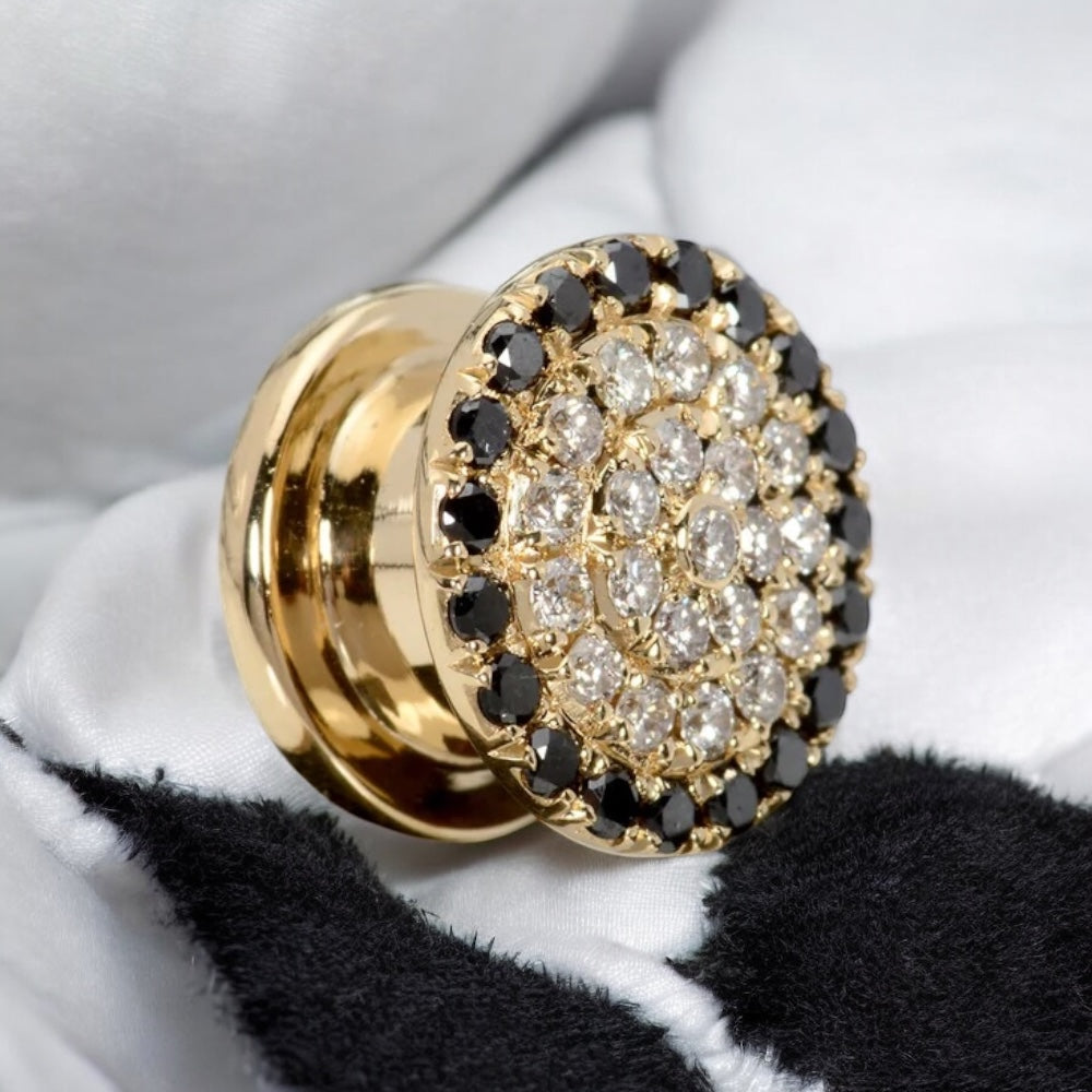 14k Gold Black Diamond Halo with White Diamonds