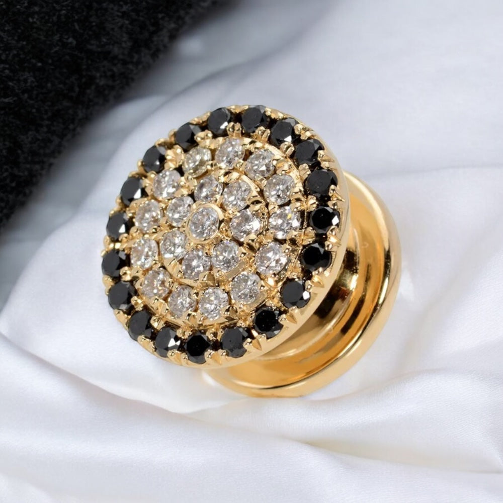14k Gold Black Diamond Halo with White Diamonds