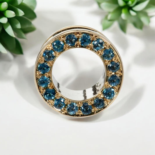 14k Gold Azul Topaz Ear Tunnels