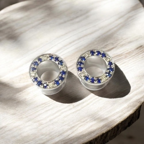 14k Gold Multi-Color Stone Ear Tunnels