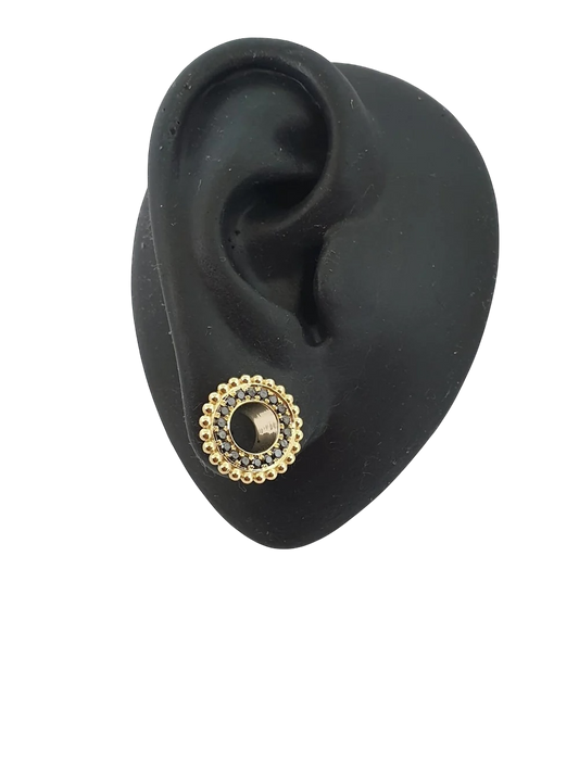 14k Gold Ear Tunnel with Black Diamonds