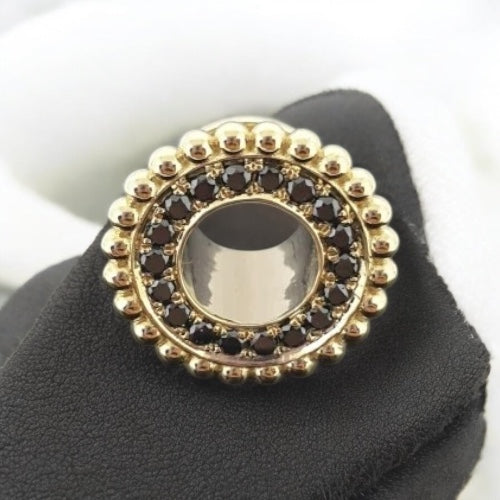 14k Gold Ear Tunnel with Black Diamonds