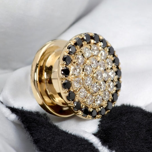 14k Gold Black Diamond Halo with White Diamonds