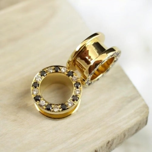 14k Gold Multi-Color Stone Ear Tunnels