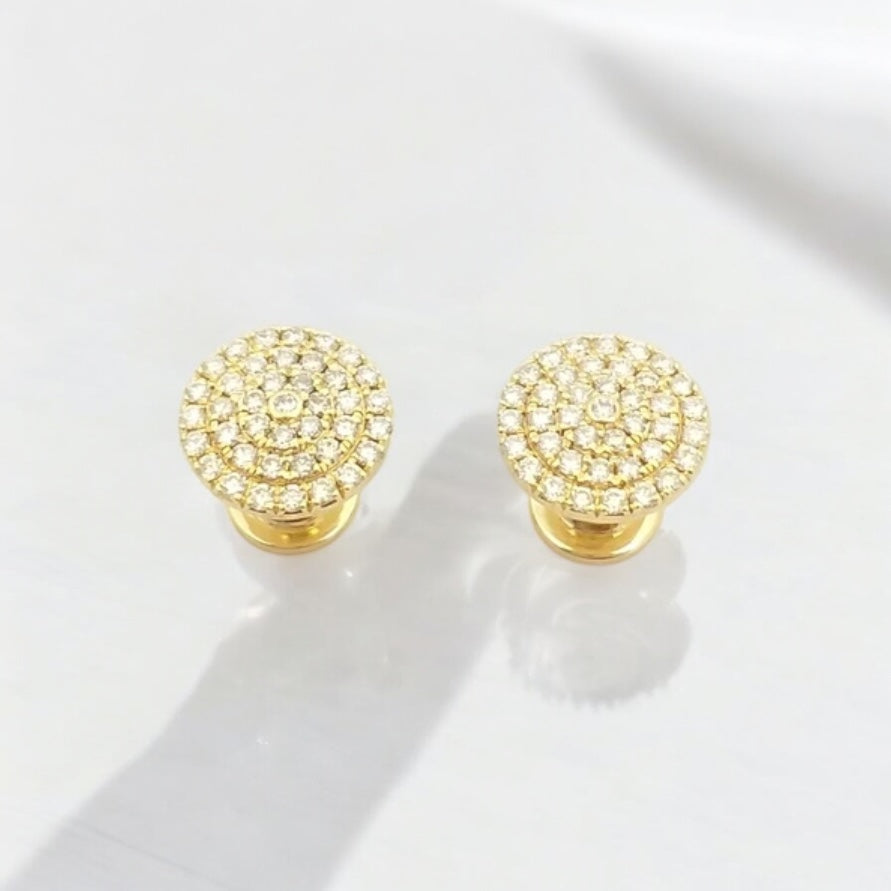 14k Gold White Diamond Cluster Ear Tunnels
