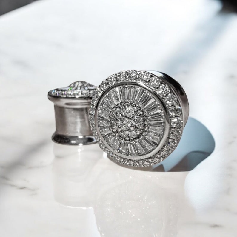 Baguette Diamond Encrusted 14k Solid Gold