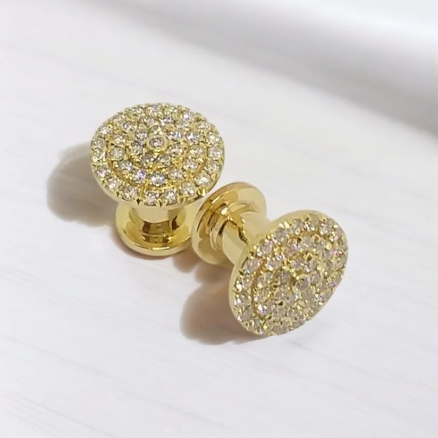 14k Gold White Diamond Cluster Ear Tunnels