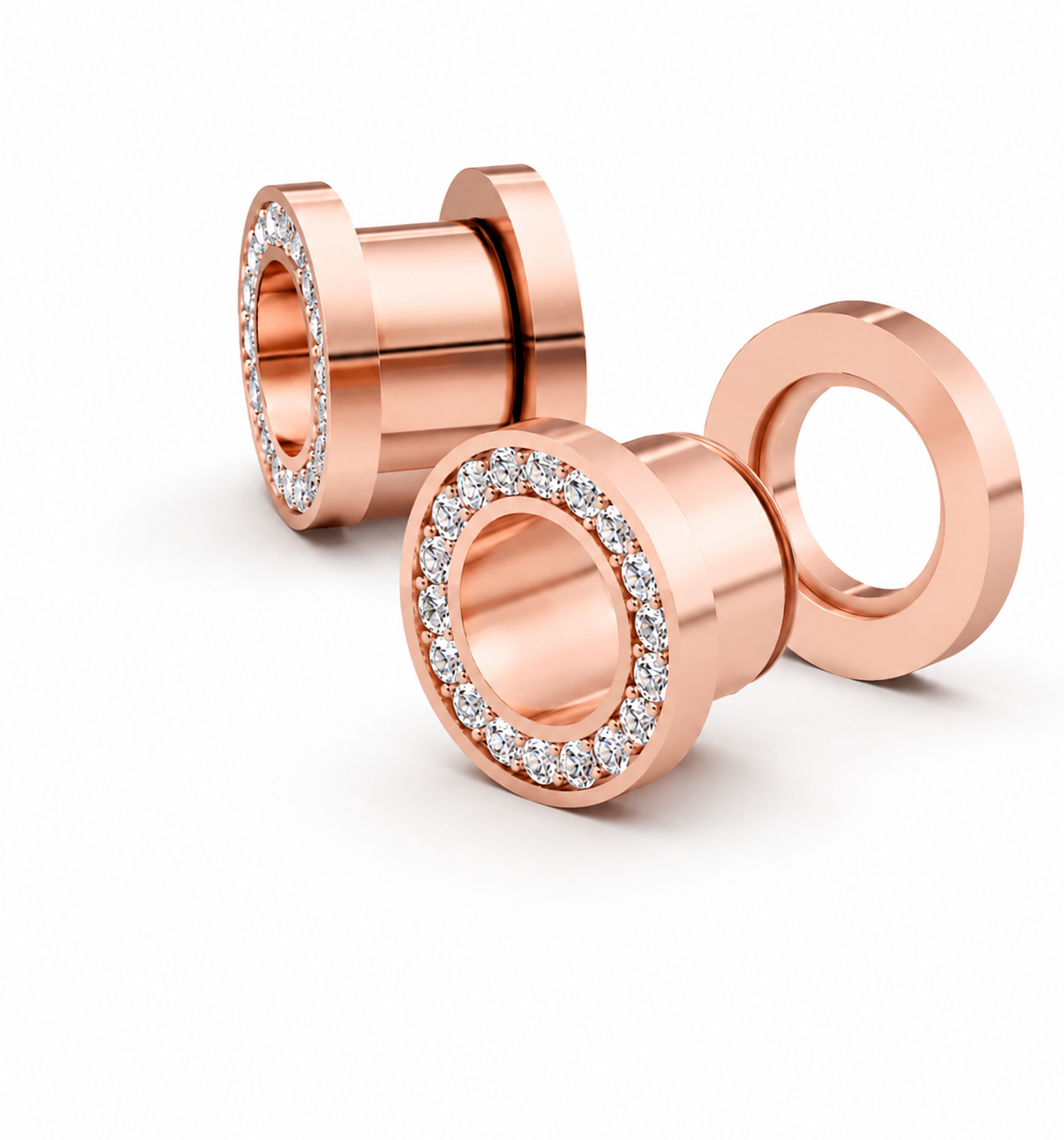 The Prestige Halo Diamond Tunnels - 14k Rose Gold & White Diamonds